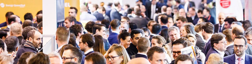 Image of people at E-World - Europe's largest trade fair representing Lacima's dedication to global energy and commodities valuation, optimisation and risk management