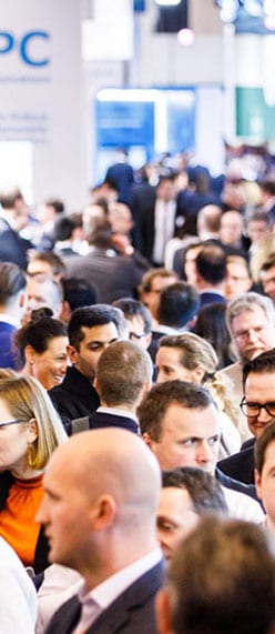 Image of people at E-World - Europe's largest trade fair representing Lacima's dedication to global energy and commodities valuation, optimisation and risk management