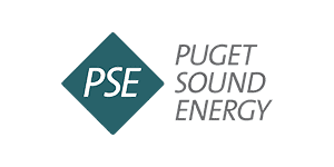 Puget Sound Energy's logo - Washington state’s oldest local energy company, they serve 1.1 million electric customers and more than 800,000 natural gas customers in 10 counties