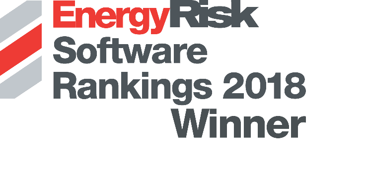An award logo recognising Lacima as a winner in the 2018 Energy Risk Software Rankings. The award is testament to Lacima's excellence in energy risk and analytics.