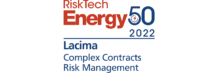 An award logo recognising Lacima as the winner in the Market Risk and Cross-Market categories in Risk Tech's 2022 Energy50 rankings. The award is testament to Lacima's excellence in energy risk and analytics.