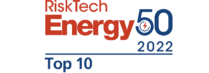An award logo recognising Lacima as one of the top 10 companies in Risk Tech's 2022 Energy50 rankings. The award is testament to Lacima's excellence in energy risk and analytics.