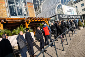 Delegates lining up to enter the Business Design Centre for the opening of Energy Trading Week Europe 2025.