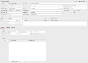 A screenshot showing one of the contract input screens in Lacima Analytics.