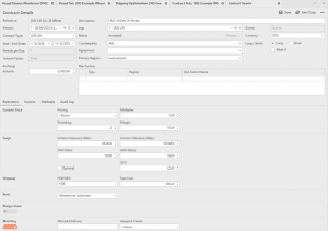 Key parameter input screen in Lacima Analytics’ LNG Shipping Optimiser, showing vessel, contract, cost and operational constraint inputs used for cargo scheduling optimisation.