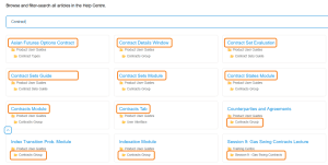 Help Centre Keyword Search Results for Contract Lacima Help Centre All Articles page showing filtered search results after entering the keyword Contract.